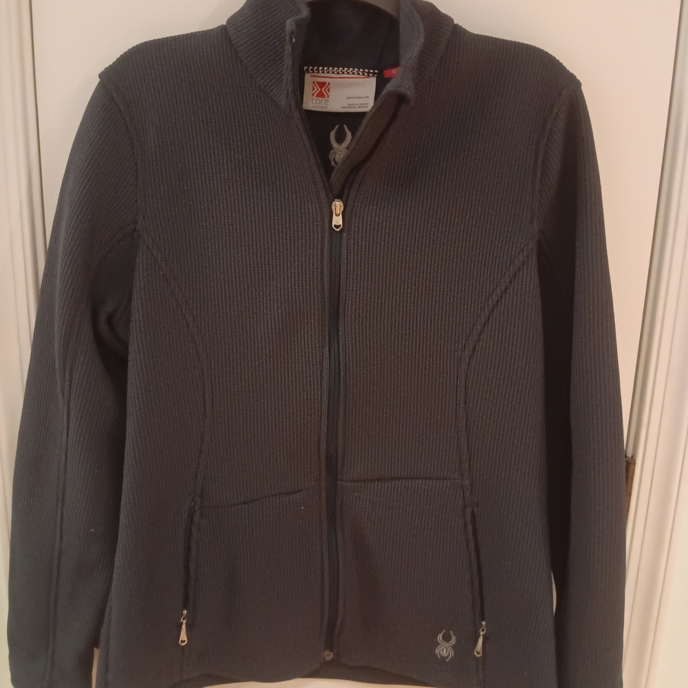 Spyder Women's Black Full-Zip Ribbed Jacket